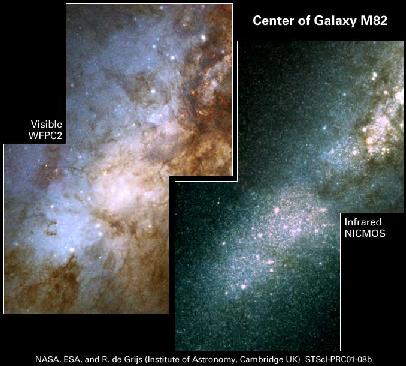 [M82, WFPC2 vs. NICMOS]